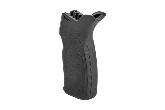 Mission First black Enhanced Engange AR-15 pistol grip is optimized for one handed shooting and manipulations.